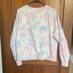 Pink and blue tie dye crew neck sweatshirt size large